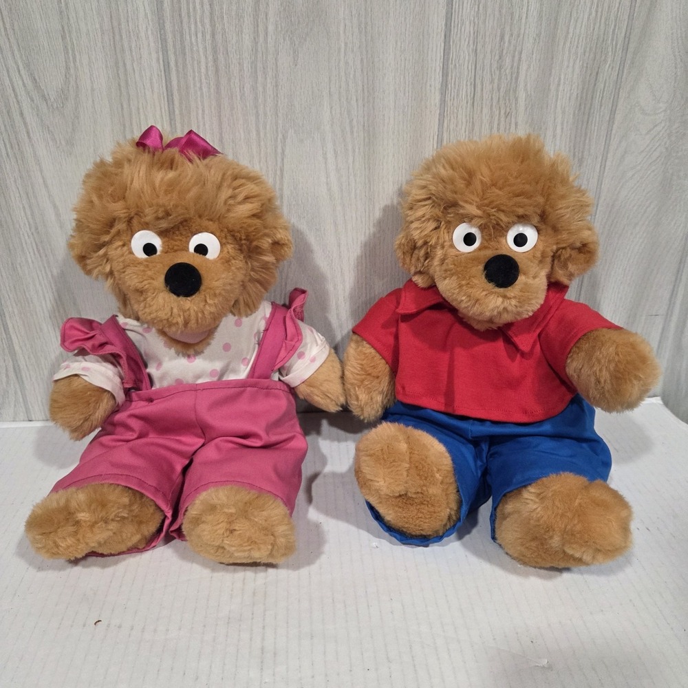 1993 The Berenstain Bears Brother Sister Bear Stuff Plush PBS Character Doll Set